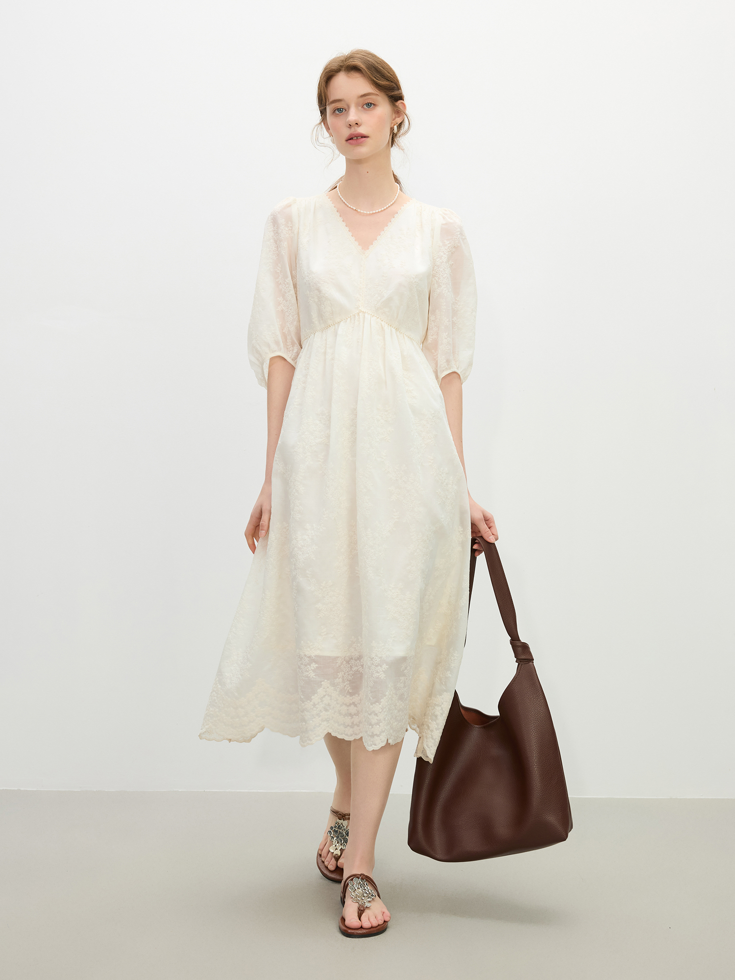 Formal Gala Wear Women - FSLE French Jacquard Lace Maxi Dress