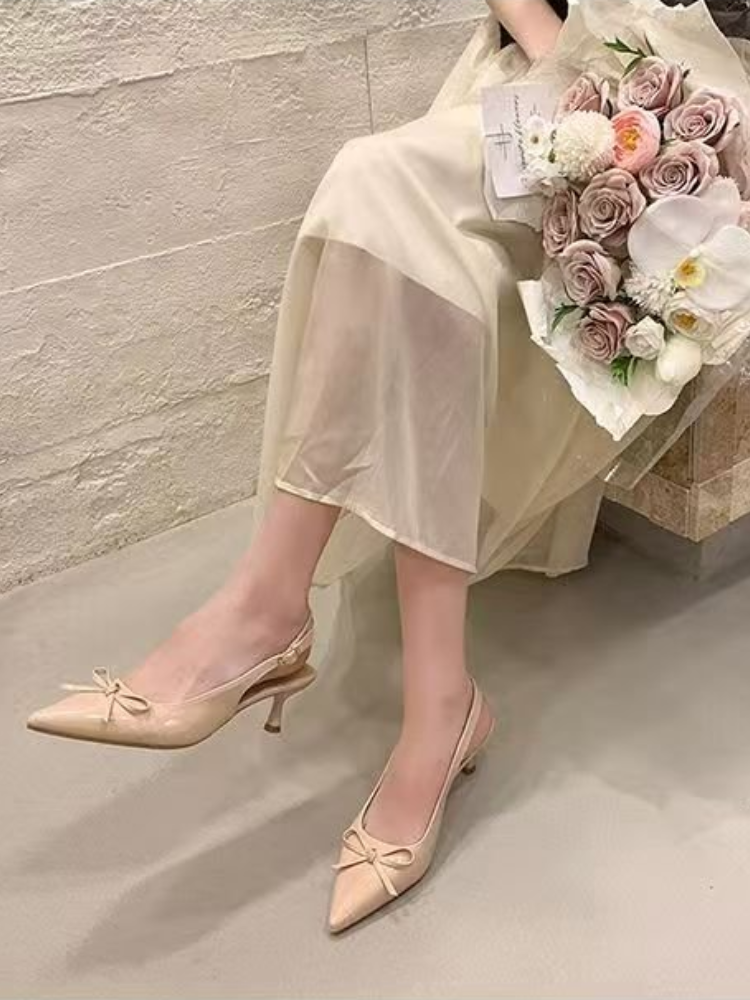 Formal Women Daily Wear Shoes - Women Patent Leather Bow Pointed Toe