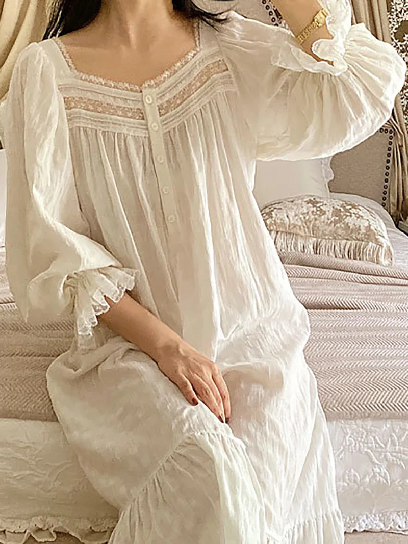 Victorian Women'S Formal Wear - Women Pure Cotton Ruffles Vintage Nightgowns