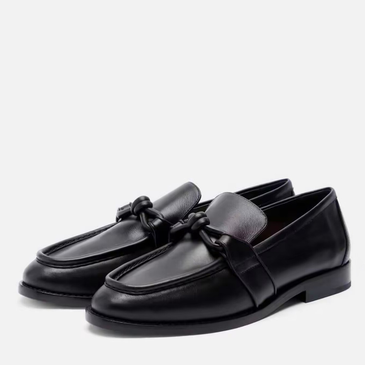 Formal Women Daily Wear Shoes - Women's Leather Knot Detail Loafers Slip-On