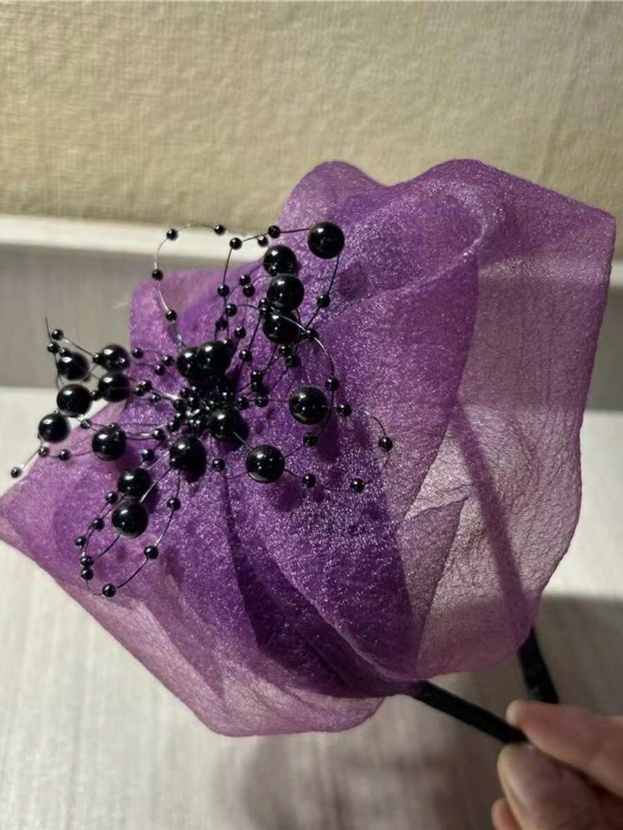 Women'S Semi Formal Evening Wear - Purple Tulle Semi-Brim Headband Adorned With
