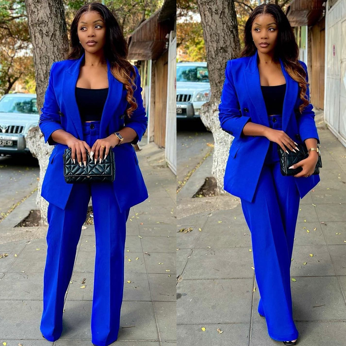Women Formal Wear For Plus Size - Royal Blue Women Pants Suits 2