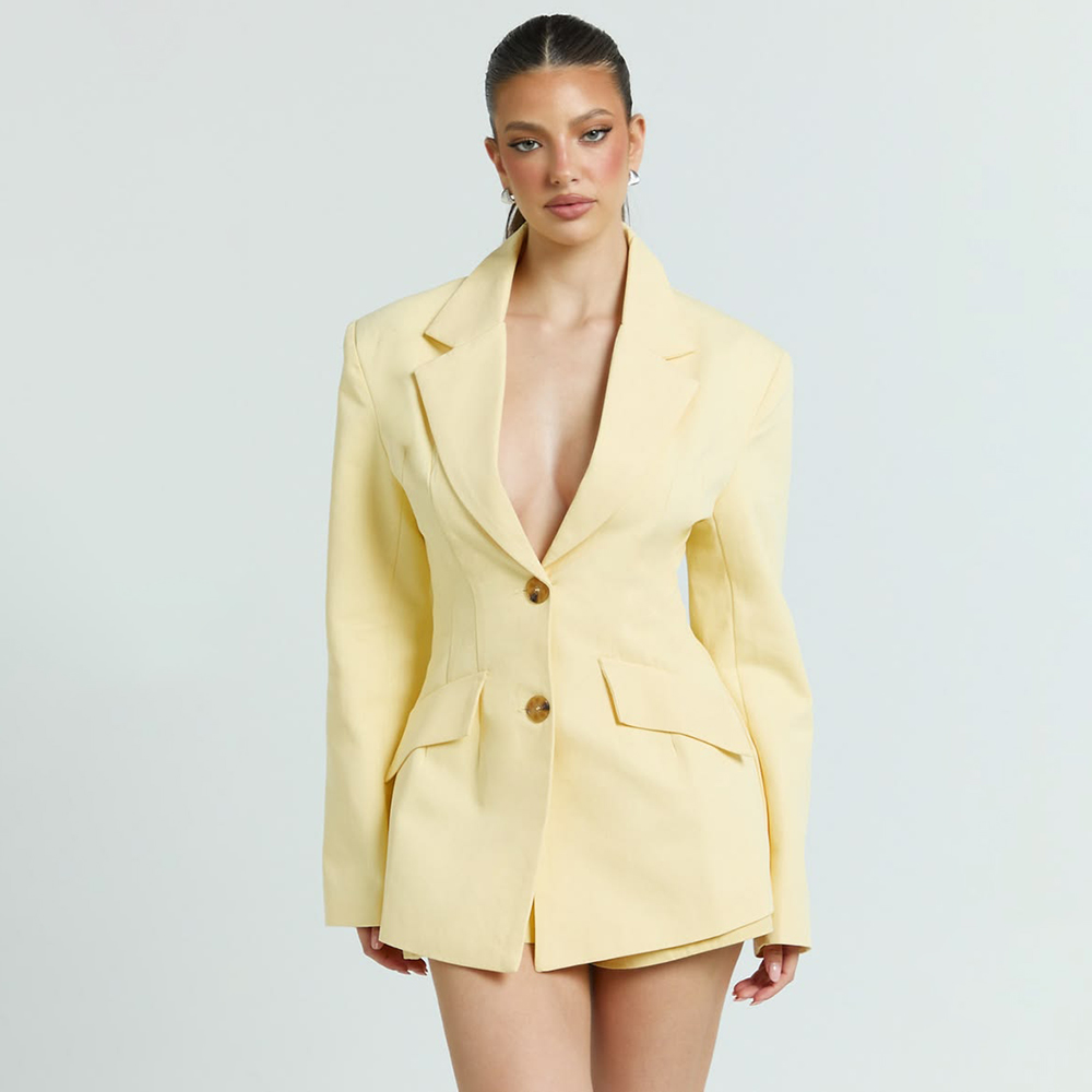 Light Yellow Women's 2Pic Suit - Yellow Formal Wear Women reseña y precio