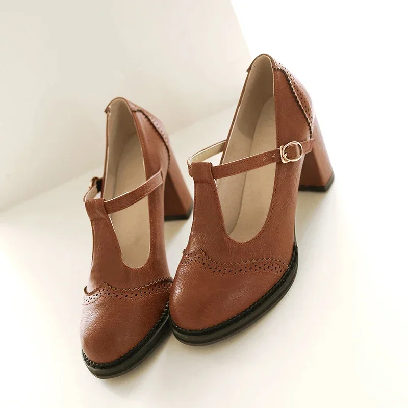 Spring Brown Black T-strap Mar - Women Formal Wear For Office reseña y precio