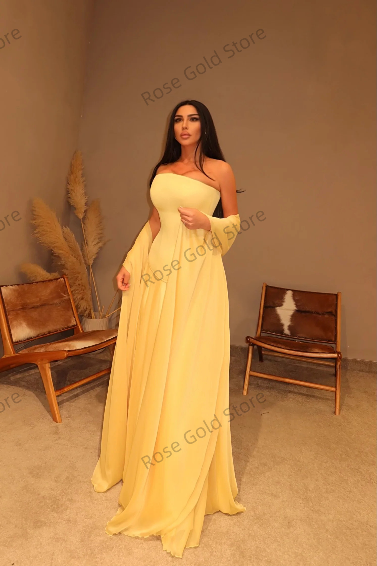 Simple Yellow Evening Dresses  - Yellow Formal Wear Women reseña y precio