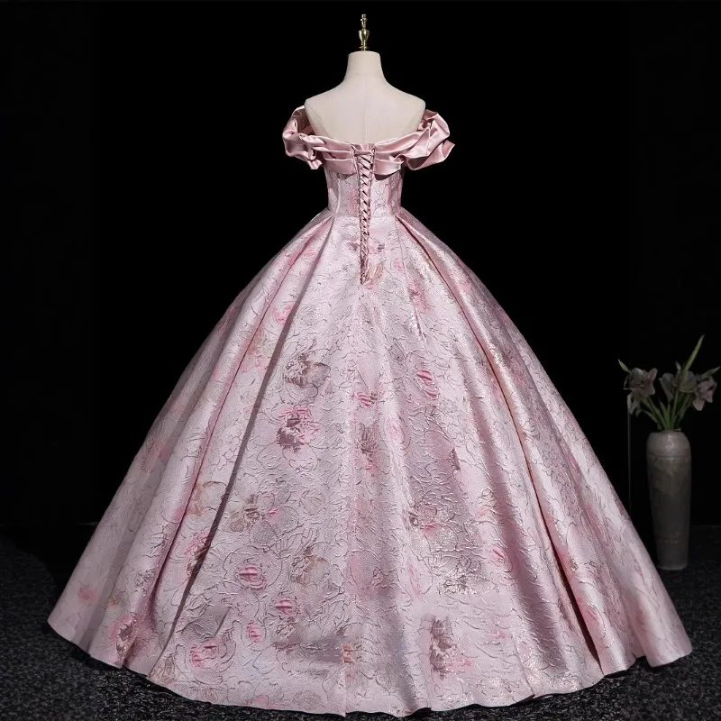 Elegant Pink Off-the-Shoulder  - Victorian Women'S Formal Wear reseña y precio
