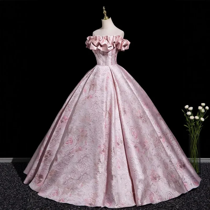 Elegant Pink Off-the-Shoulder  - Victorian Women'S Formal Wear reseña y precio
