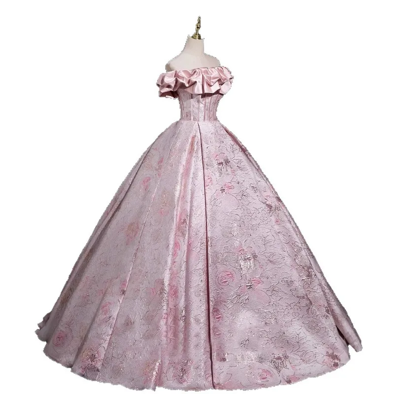 Elegant Pink Off-the-Shoulder  - Victorian Women'S Formal Wear reseña y precio