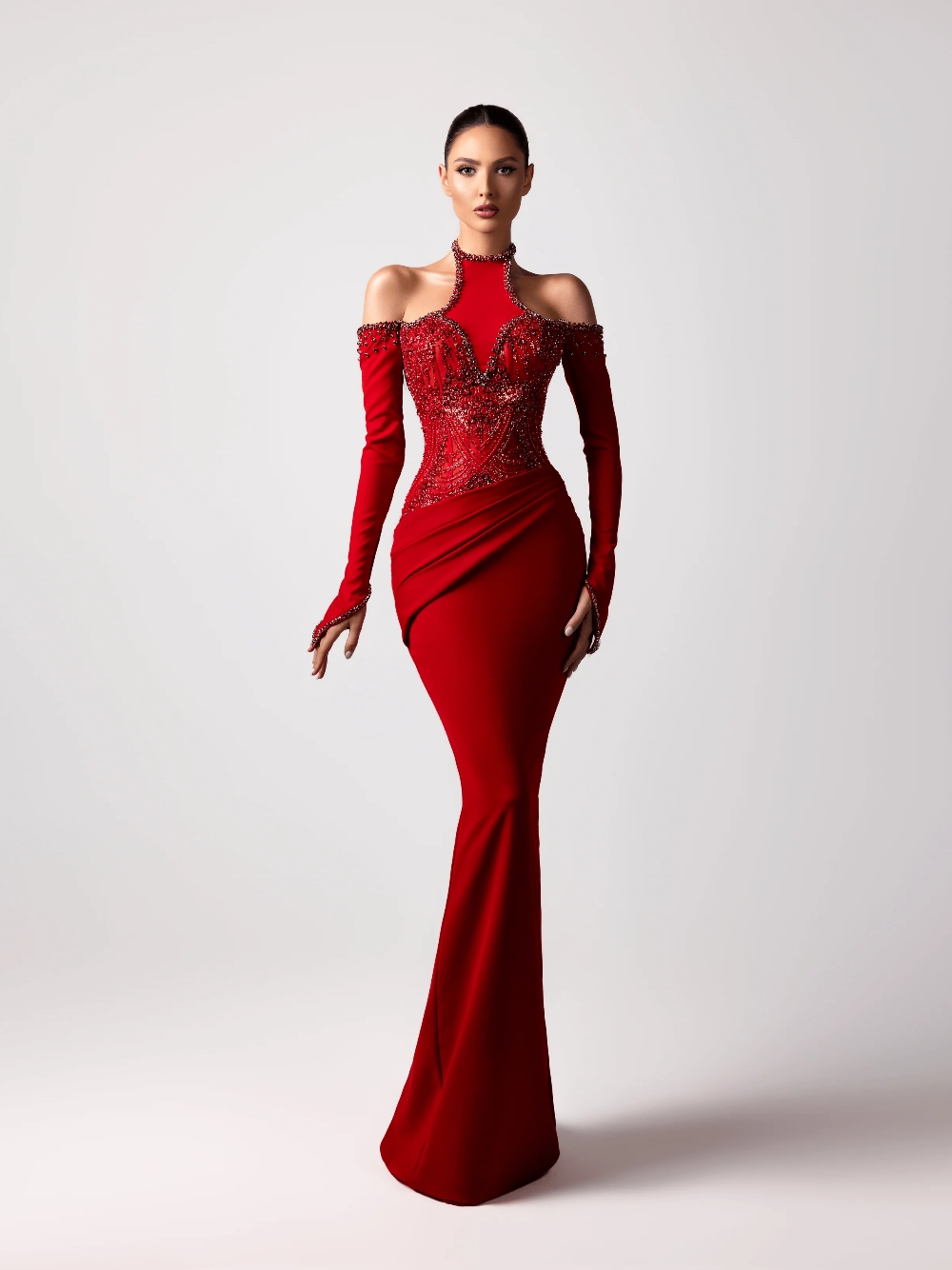 Red Sexy Halter Evening Dress  - Formal Gala Wear Women reseña y precio