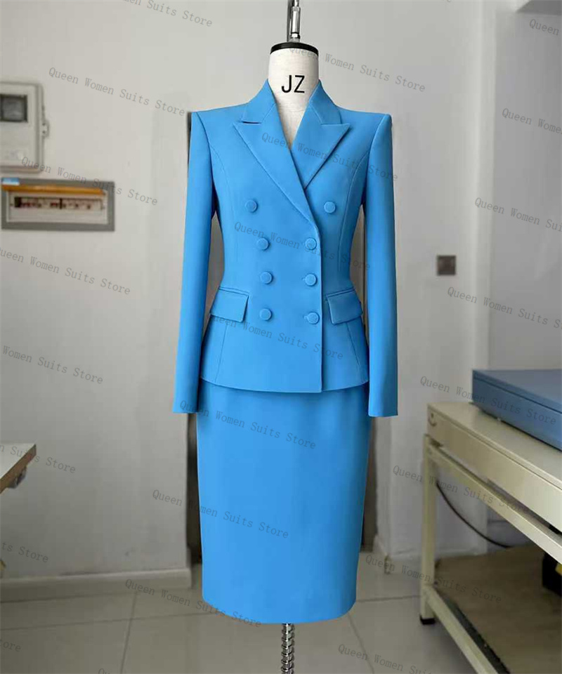 Sky Blue Women Suit Skirt Set  - Women'S Formal Wear For A Wedding Guest reseña y precio