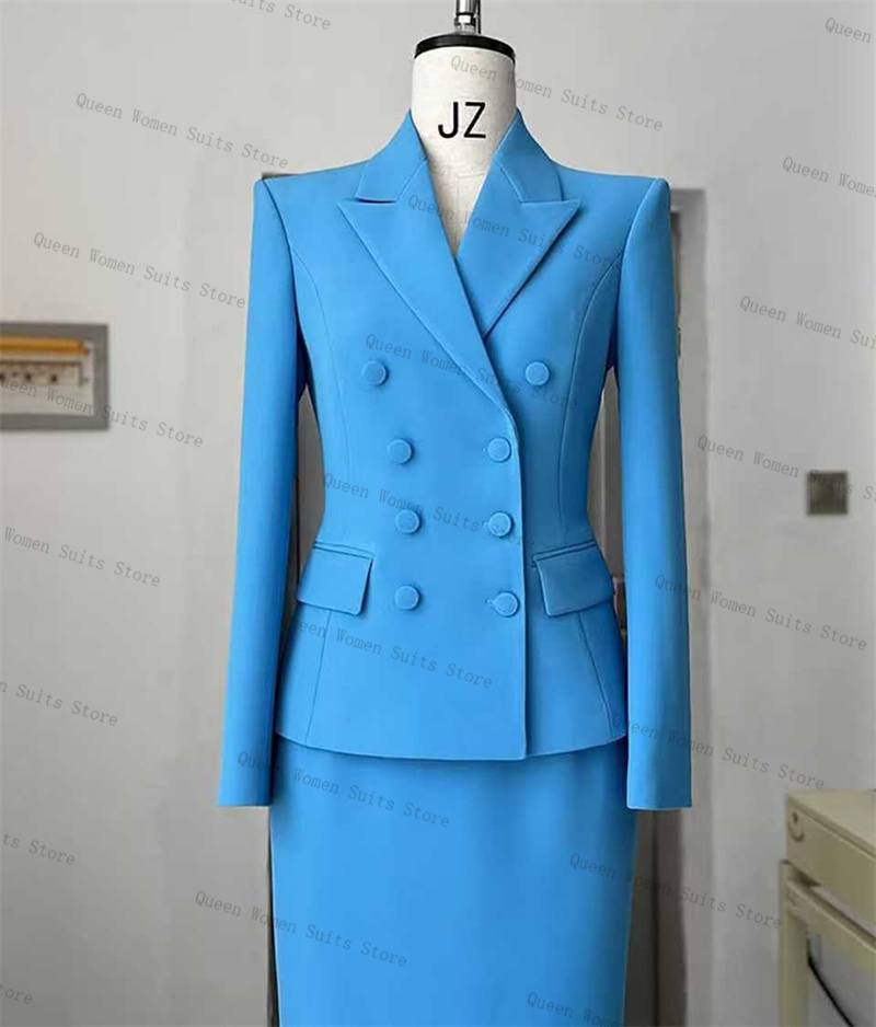 Sky Blue Women Suit Skirt Set  - Women'S Formal Wear For A Wedding Guest reseña y precio