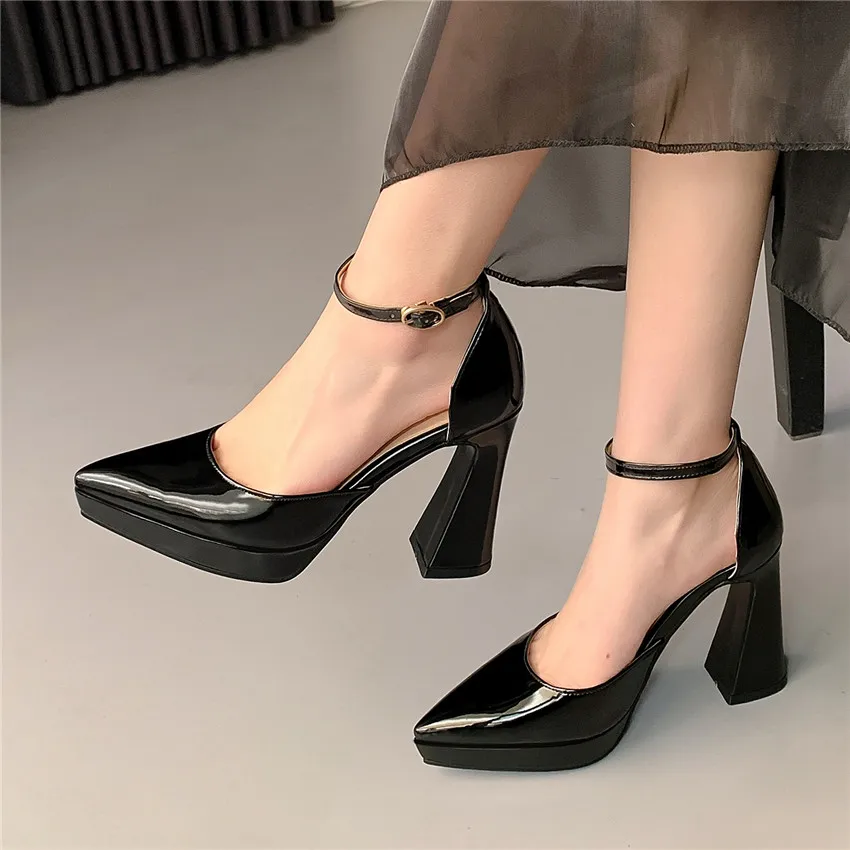 Red Black Patent Leather Platf - Women Formal Wear For Office reseña y precio