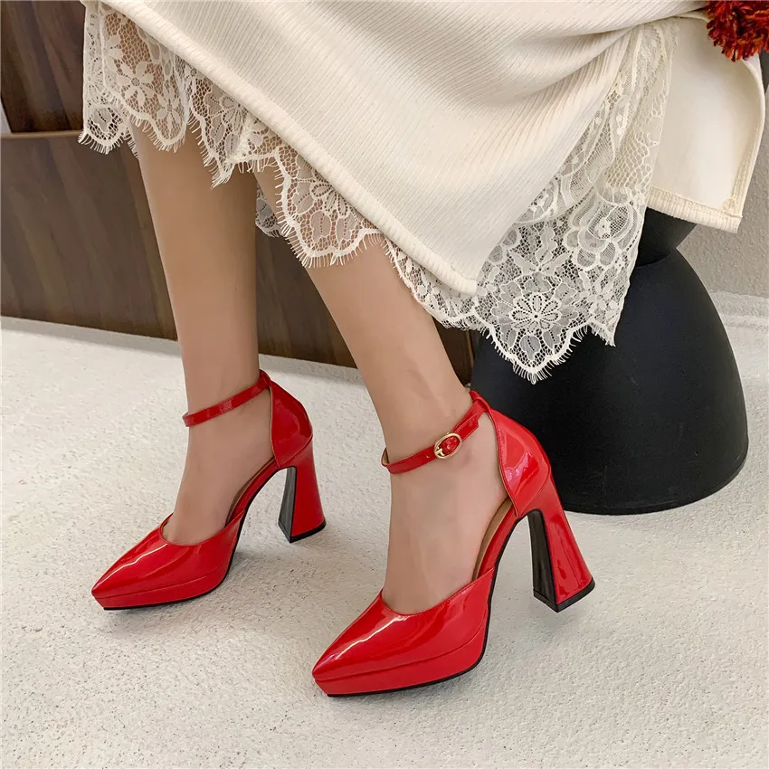 Red Black Patent Leather Platf - Women Formal Wear For Office reseña y precio
