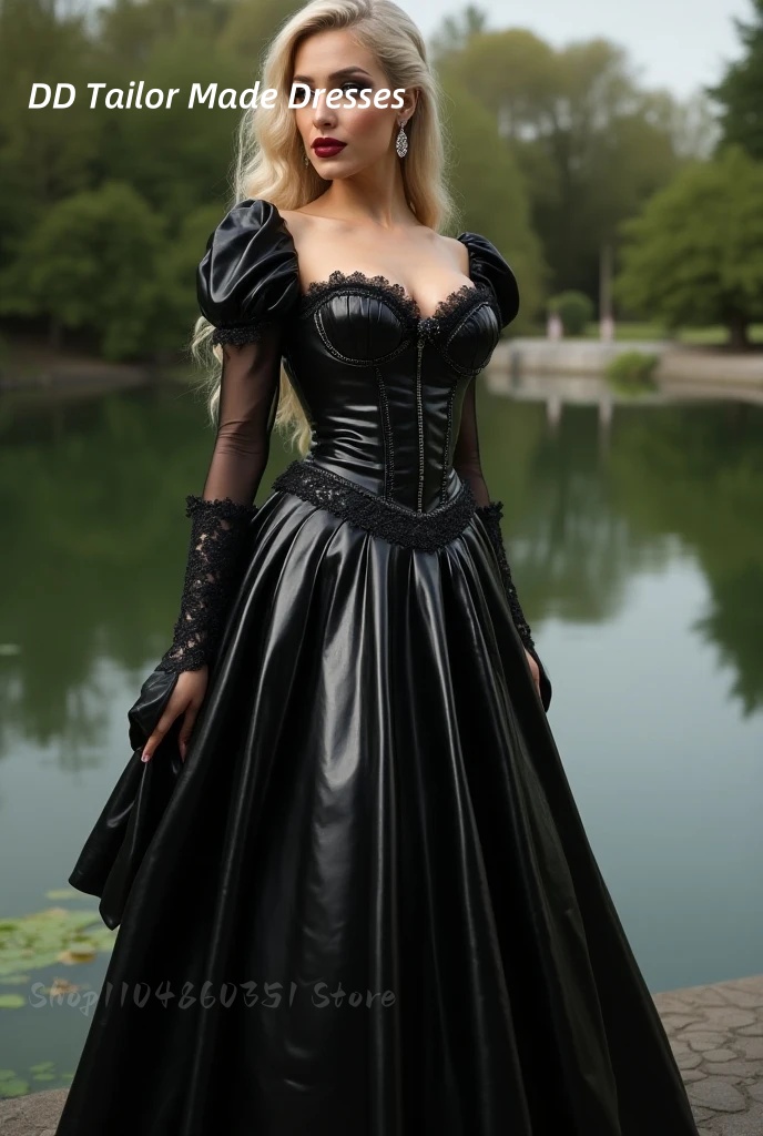 Shiny PU Leather Evening Dress - Victorian Women'S Formal Wear reseña y precio