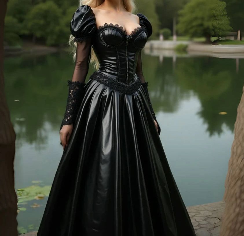 Shiny PU Leather Evening Dress - Victorian Women'S Formal Wear reseña y precio