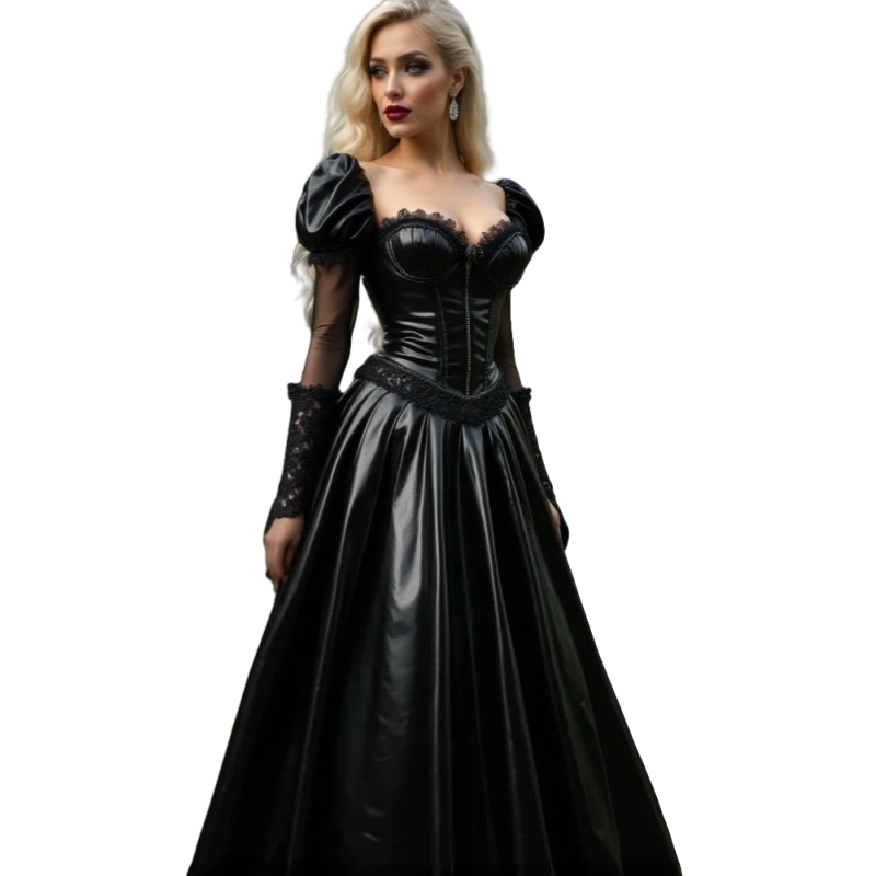 Shiny PU Leather Evening Dress - Victorian Women'S Formal Wear reseña y precio