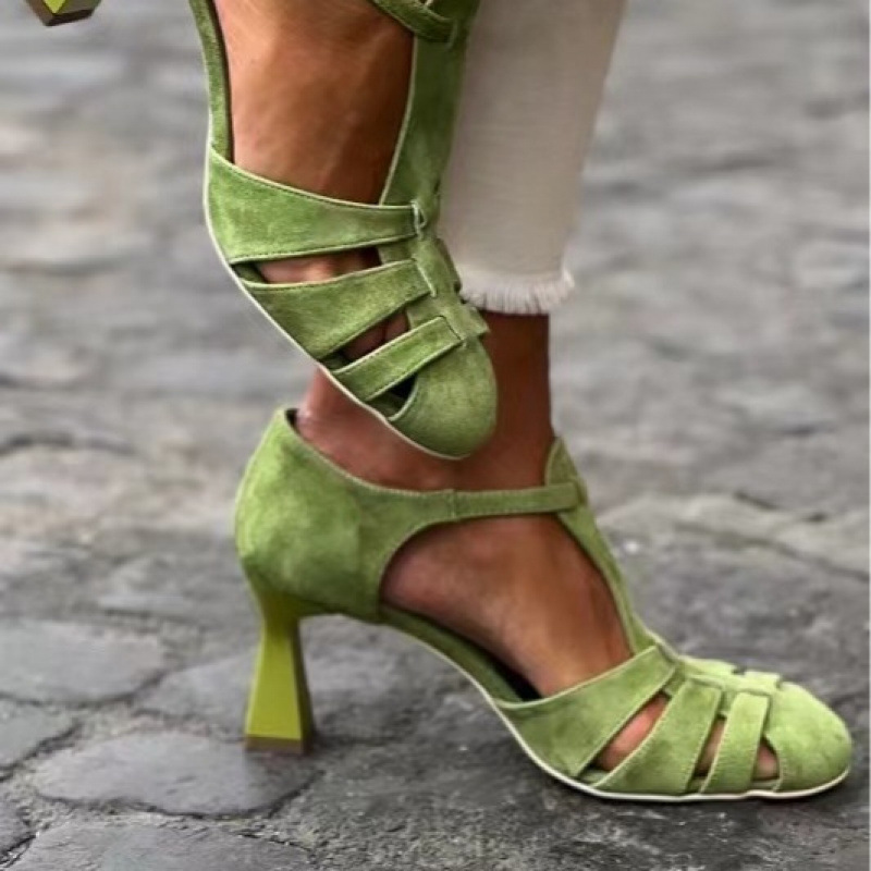 Women's Green Suede Kitten Hee - Women Formal Wear For Office reseña y precio