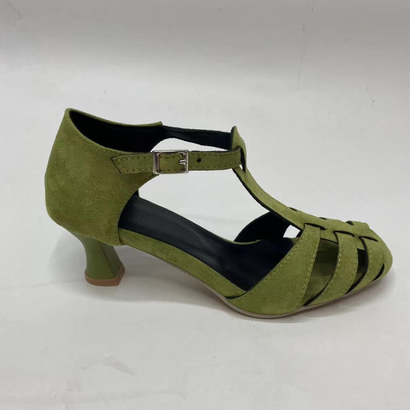 Women's Green Suede Kitten Hee - Women Formal Wear For Office reseña y precio