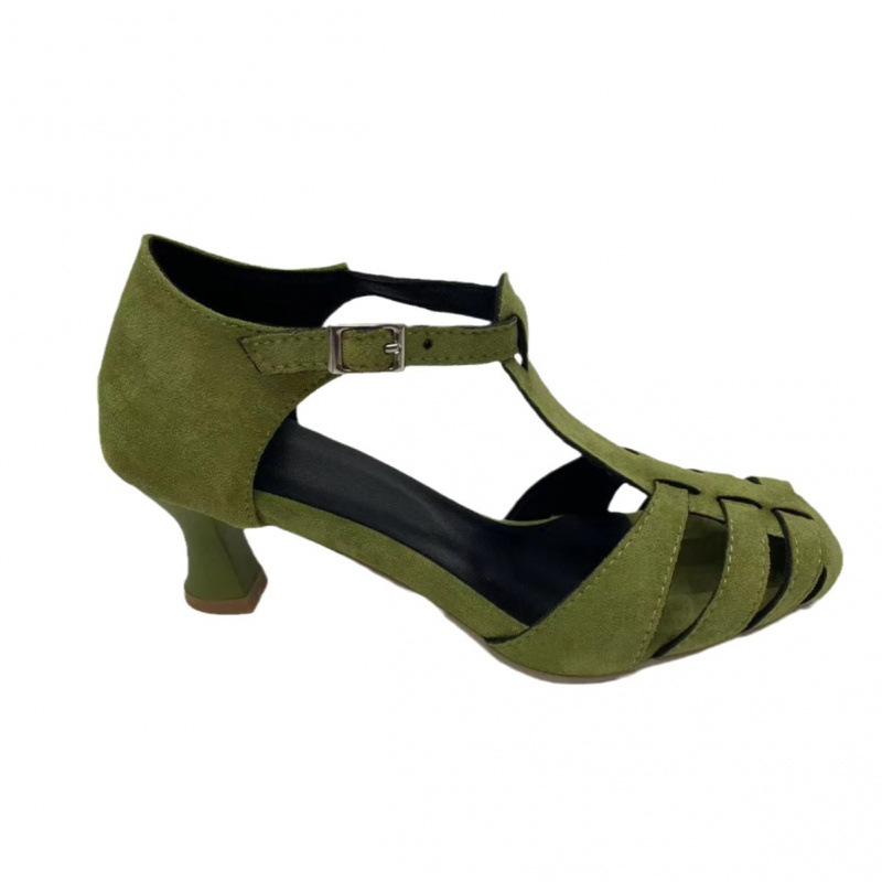Women's Green Suede Kitten Hee - Women Formal Wear For Office reseña y precio