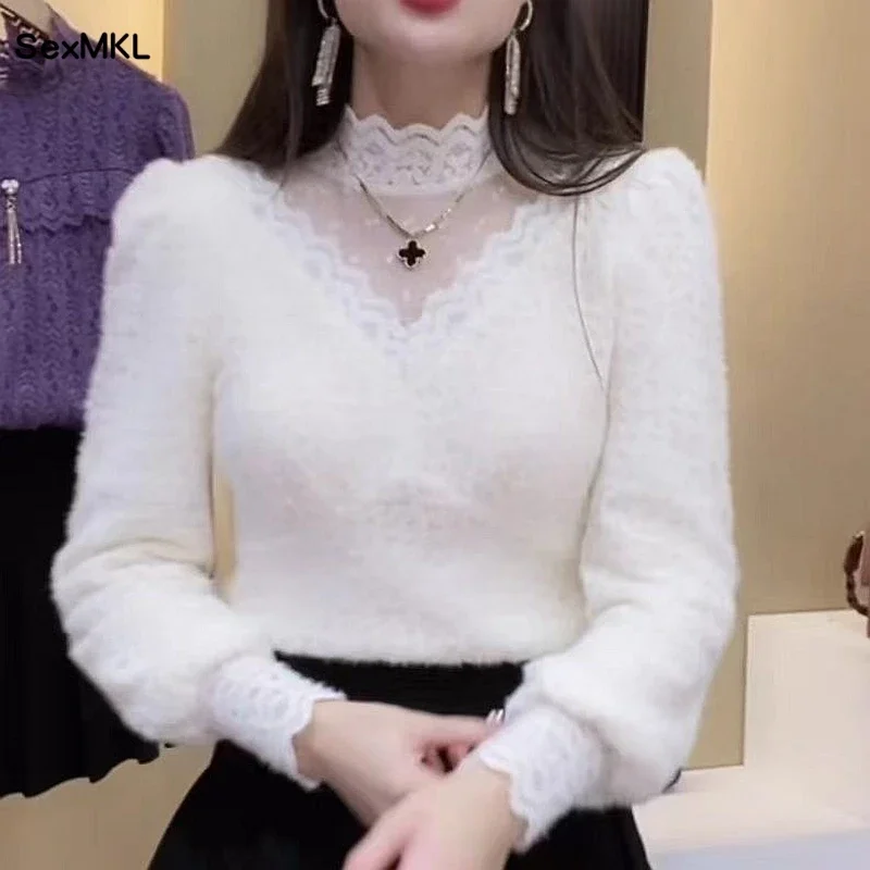 Autumn Winter Lace Tops Blouse - Women'S Formal Wear Blouse reseña y precio