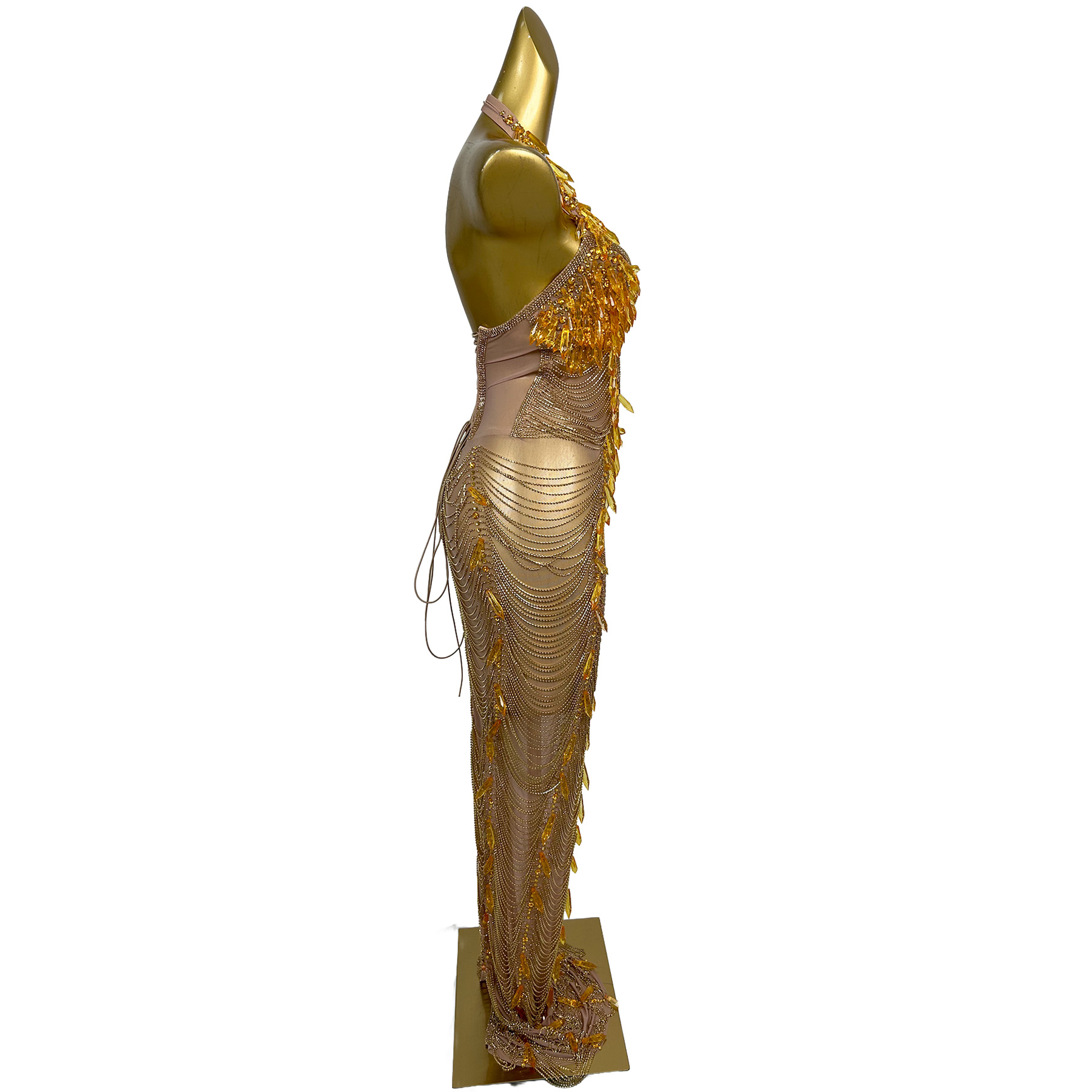 Gold Backless Diamond Tassel E - Women Formal Wear For Plus Size reseña y precio