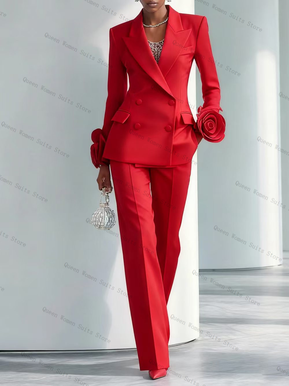 Luxury Red Women Suit Set 2 Pc - Women'S Formal Wear For A Wedding Guest reseña y precio