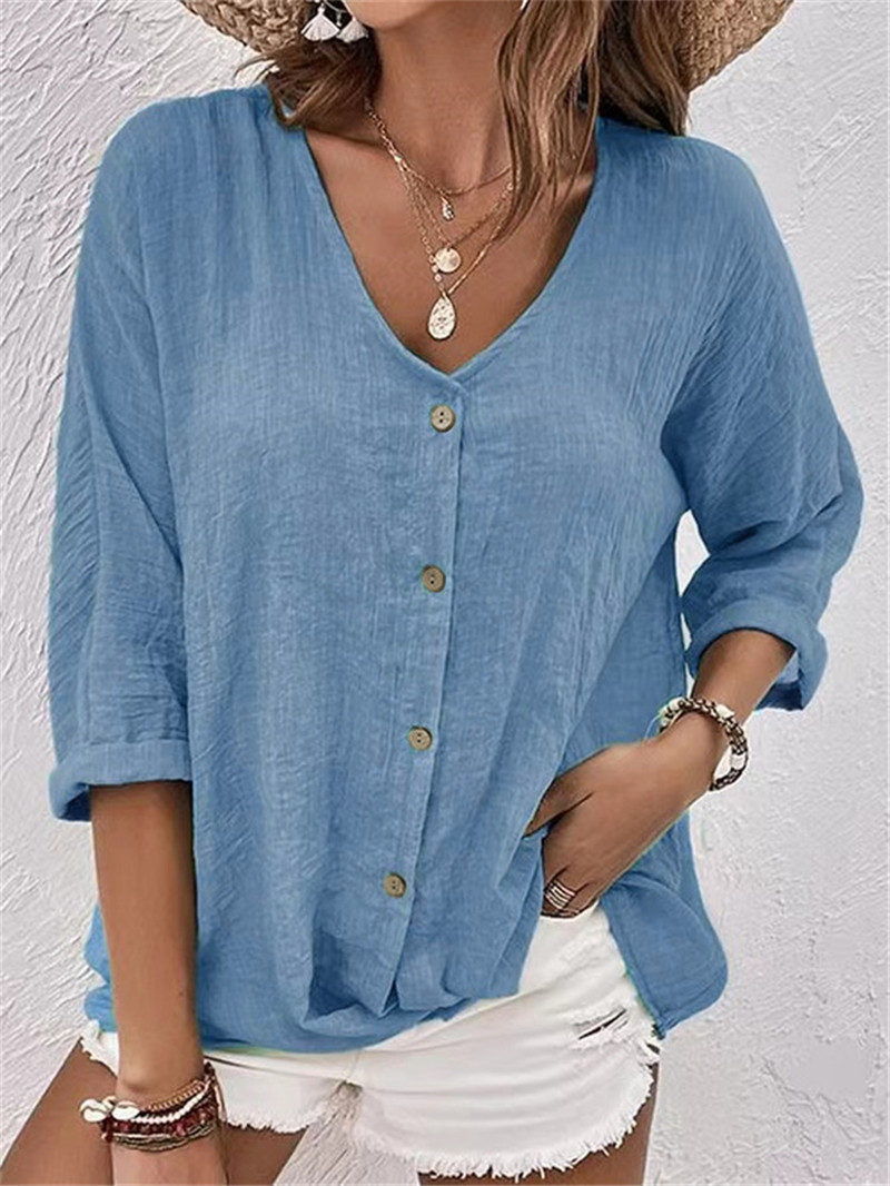 Elegant Buttons Solid Blouse S - Women'S Formal Wear Blouse reseña y precio