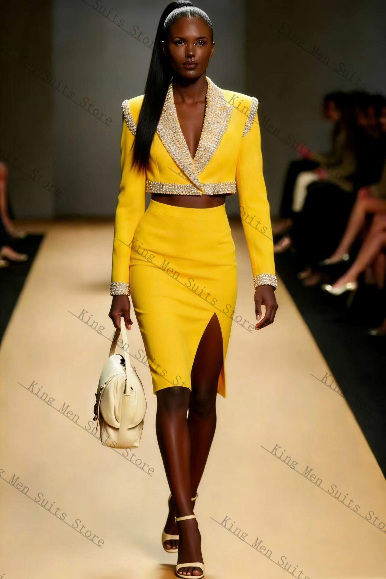 Yellow Crystals Women Suit Ski - Women'S Formal Wear For A Wedding Guest reseña y precio