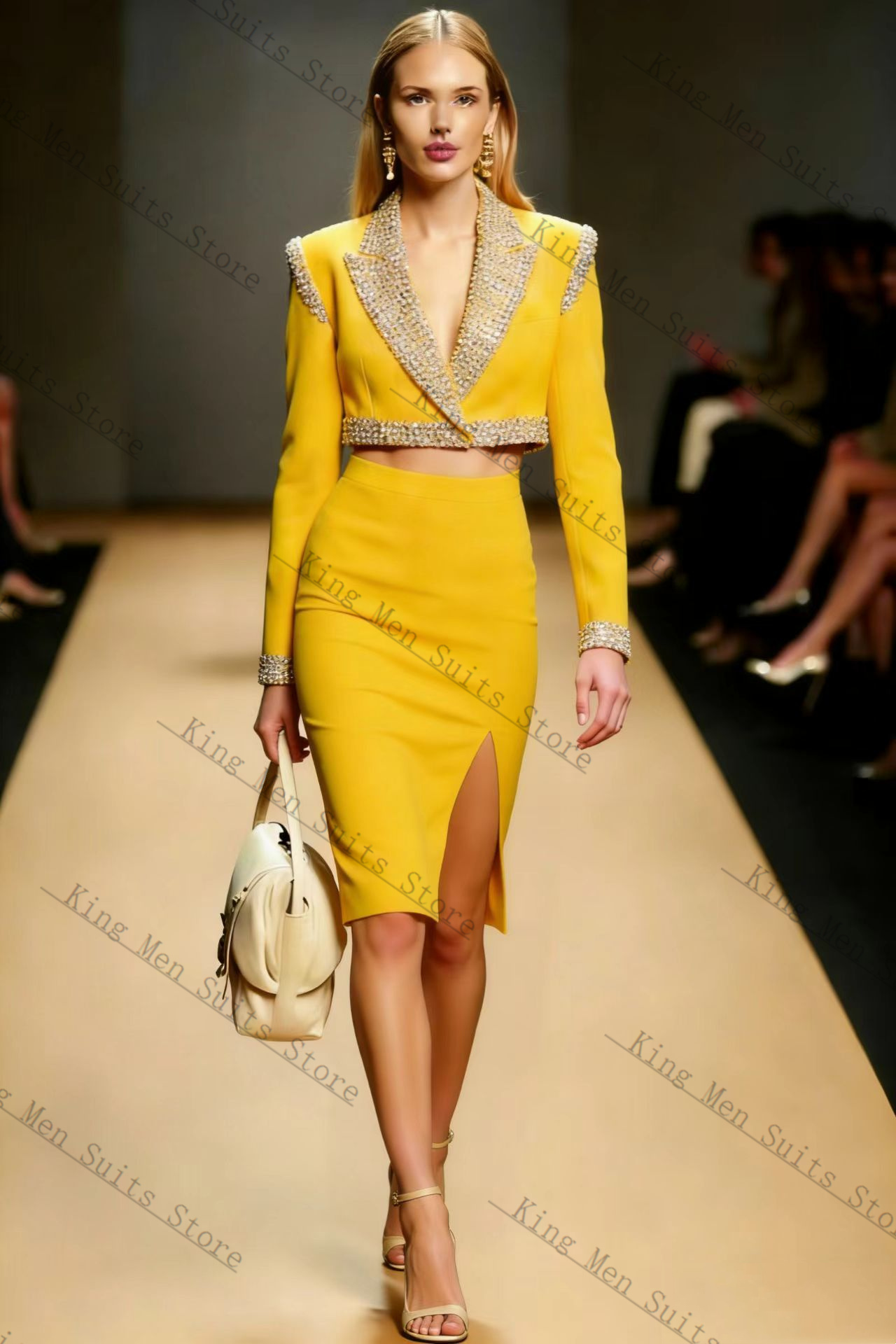 Yellow Crystals Women Suit Ski - Women'S Formal Wear For A Wedding Guest reseña y precio