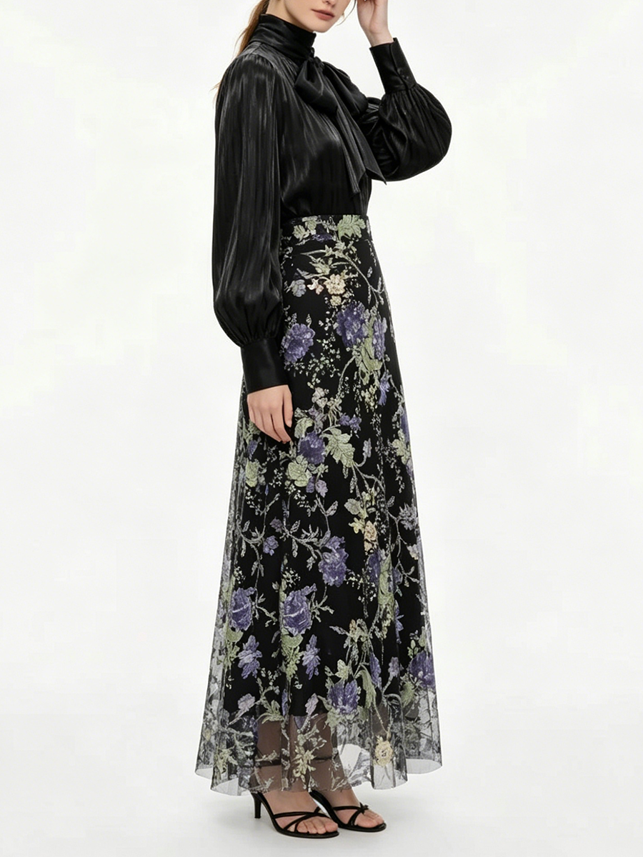 VGH Elegant Chic Black Floral  - Women'S Formal Wear Blouse reseña y precio