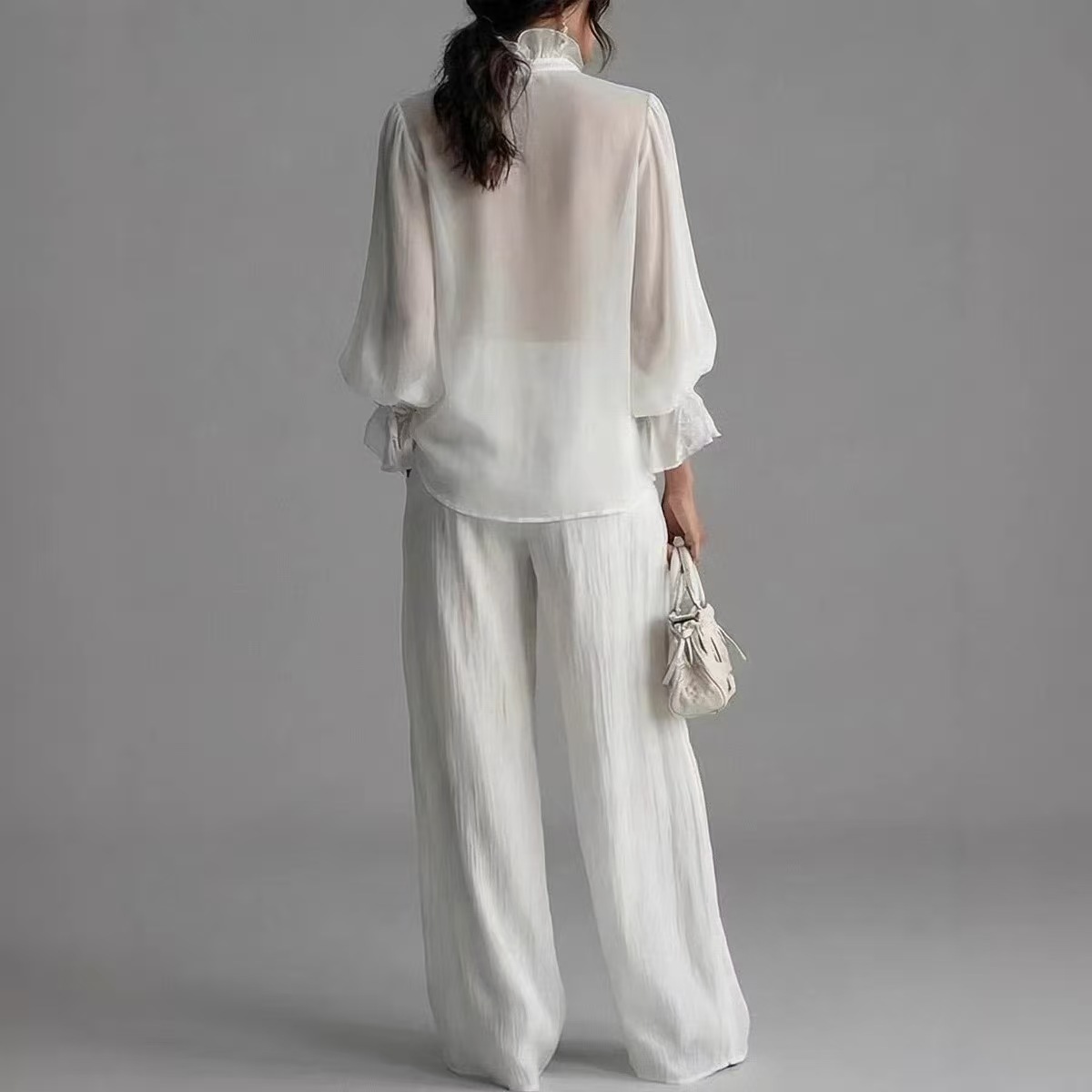 Woman Solid Ruffles Pants Set  - Women'S Formal Wear Blouse reseña y precio