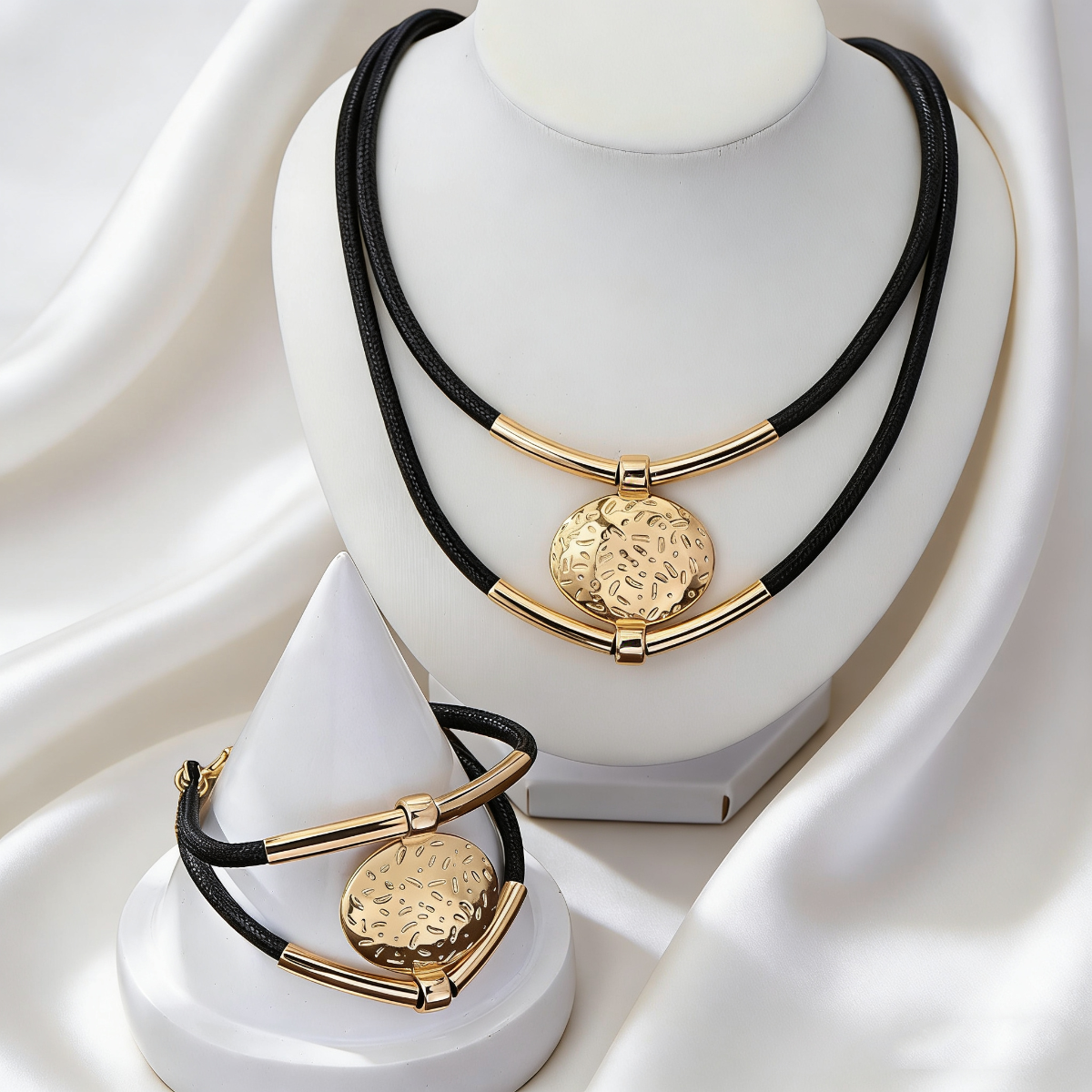 Elegant Oval Pendant Set Textu - Formal Wear Jewelry For Women reseña y precio