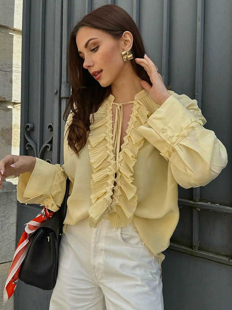 HH Women Yellow Long Sleeve Bl - Women'S Formal Wear Blouse reseña y precio