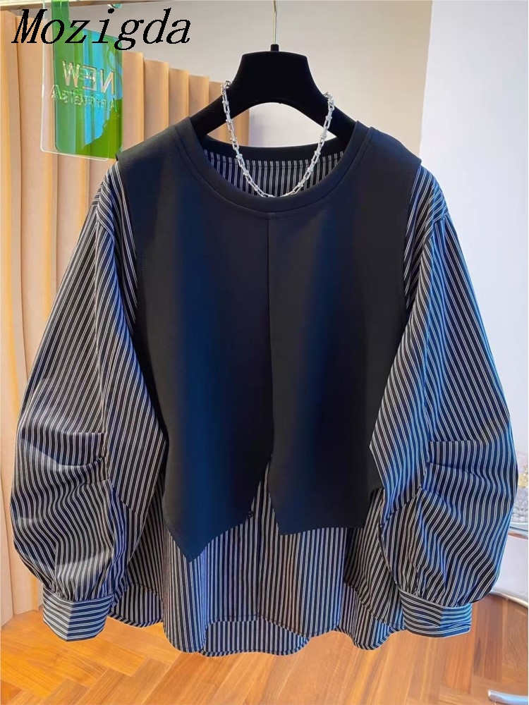 Autumn Patchwork Fake Two Piec - Women'S Formal Wear Blouse reseña y precio