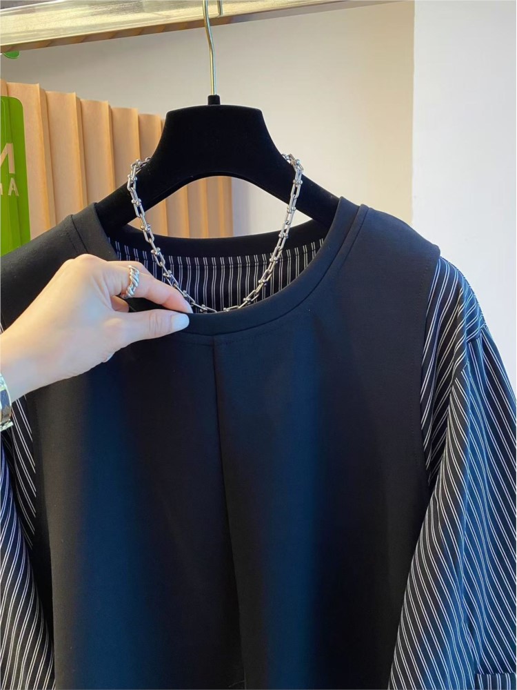 Autumn Patchwork Fake Two Piec - Women'S Formal Wear Blouse reseña y precio