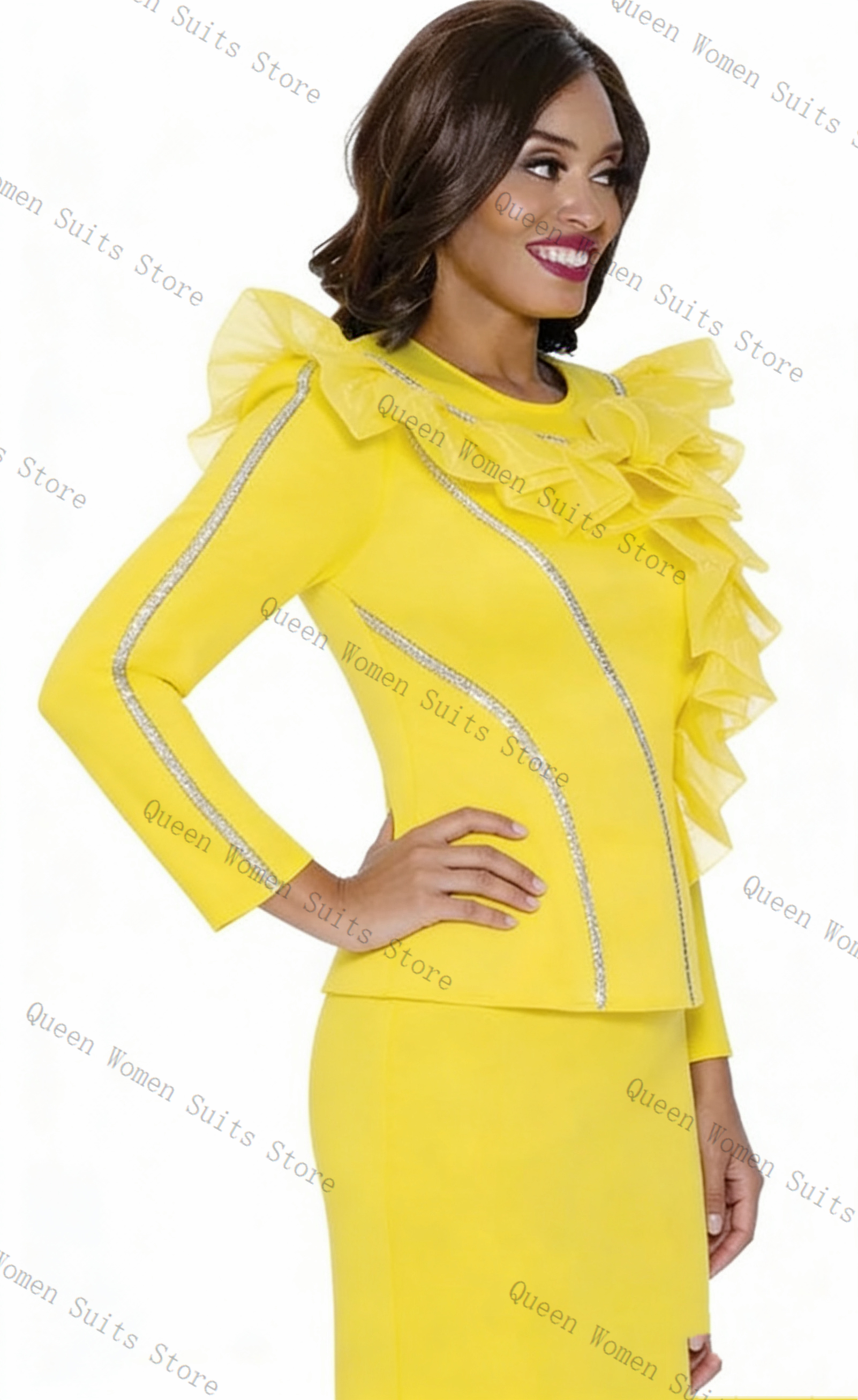 Crystals Yellow Women Suit Ski - Women'S Formal Wear For A Wedding Guest reseña y precio
