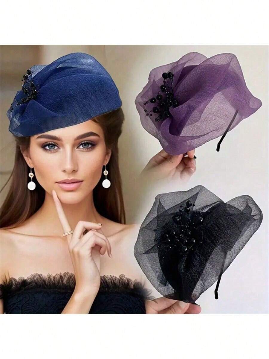 Purple Tulle Semi-Brim Headban - Women'S Semi Formal Evening Wear reseña y precio