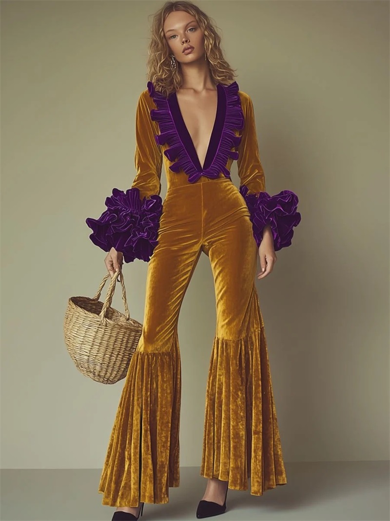 Yellow Purple Velvet Women Jum - Women'S Formal Wear For A Wedding Guest reseña y precio