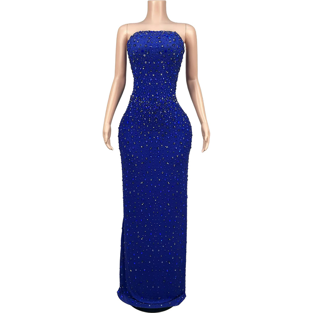 Sparkly Rhinestone Blue Strapl - Formal Gala Wear Women reseña y precio