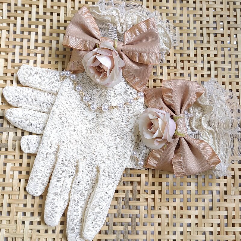 Retro Cream Lace Gloves with 3 - Victorian Women'S Formal Wear reseña y precio